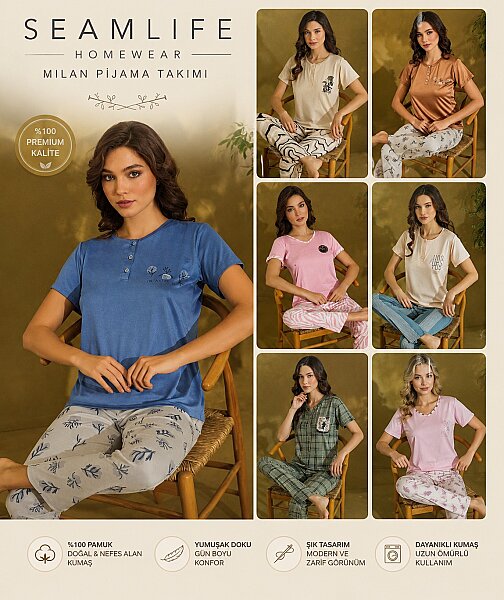 Seamlife Milan Kadın Pijama Takımı 4'lü (1)