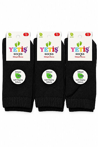 Yetiş Çocuk Bambu Çorap 12li Siyah 